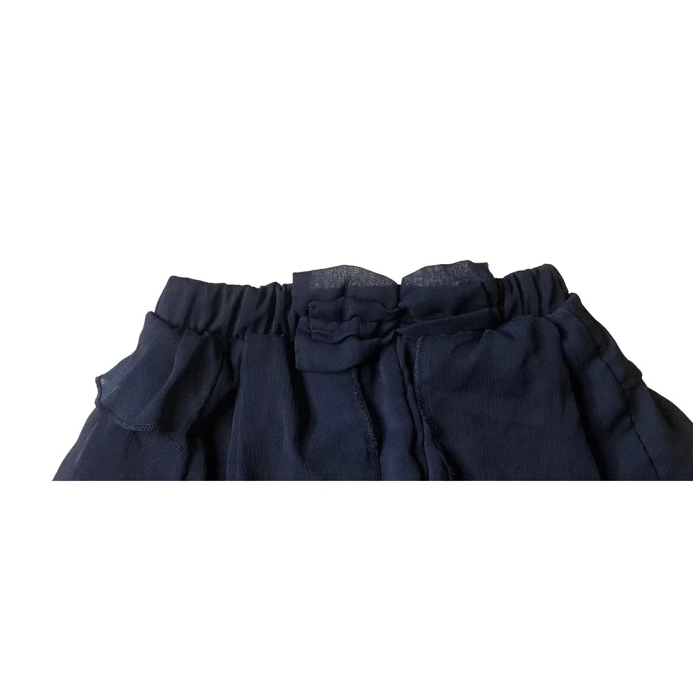 Juicy Couture Girls Size 6/7 Navy Blue Tiered Ruffle Skort Shorts Bow Detail